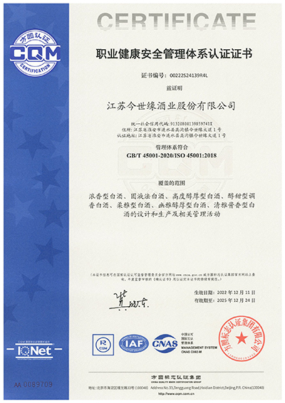 職業(yè)健康安全管理體系認(rèn)證證書(shū)